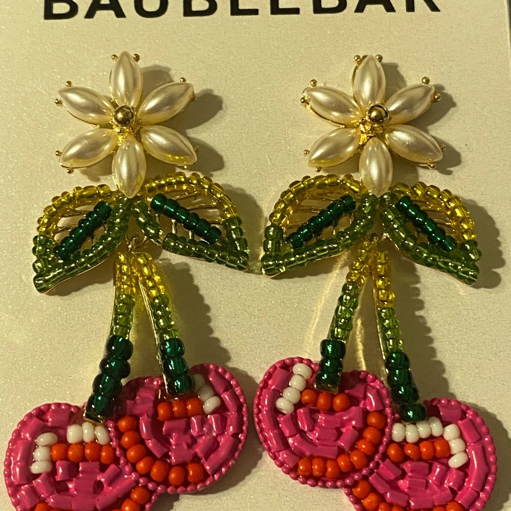 BaubleBar Floral Cherry Beaded Earrings